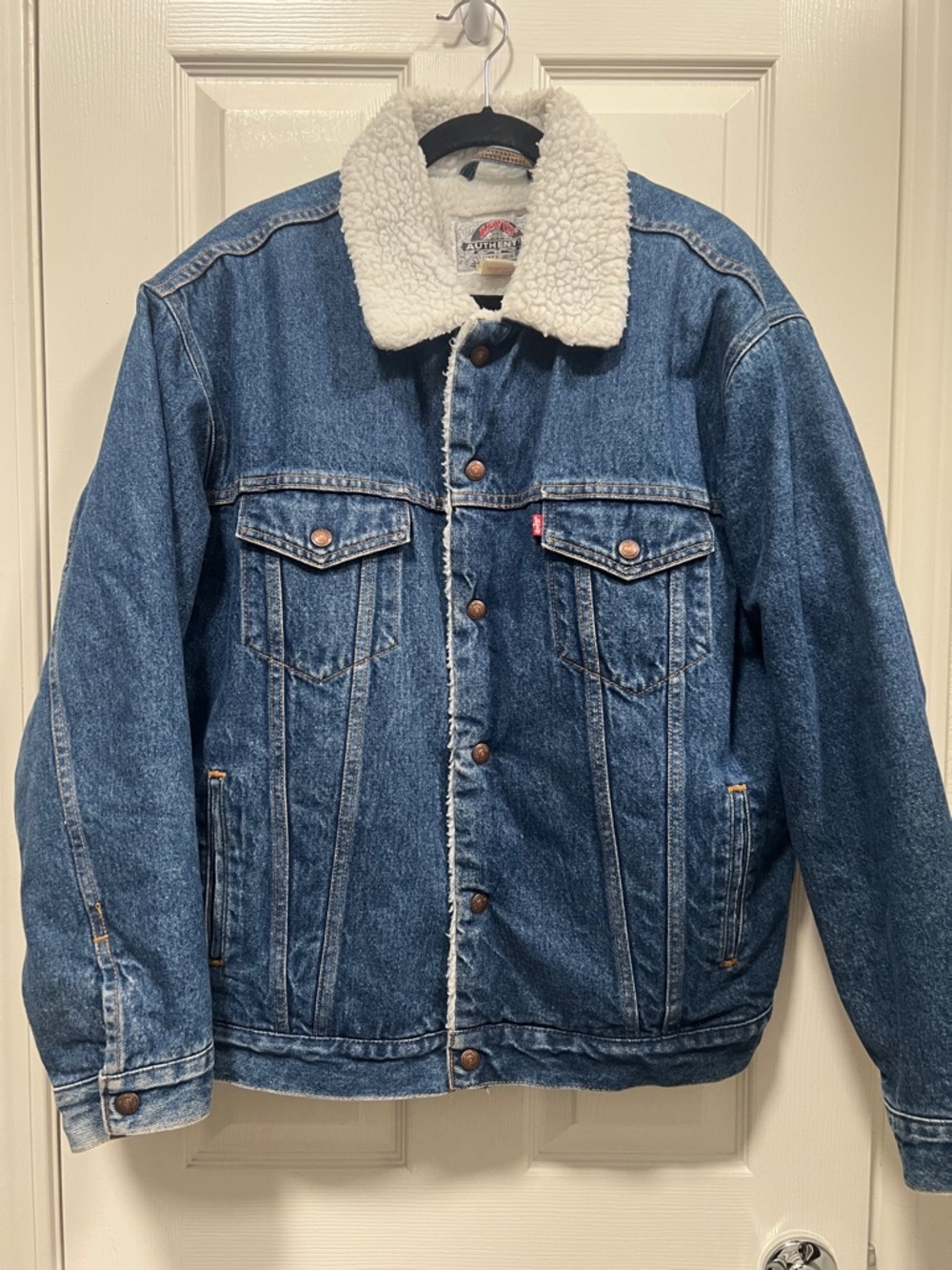 Levi's Blue Denim Jacket with White Sherpa Collar